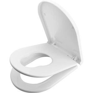 Universele wc-bril gezins-wc-bril met softclose-D-vorm en snelle ontgrendeling - gemakkelijk schoon te maken wit - Ibergrif$product M41001-2 Toiletbril voor kinderen