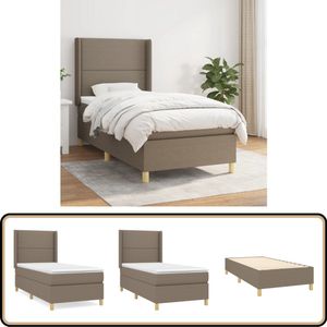 vidaXL Boxspring - Taupe - Inclusief Matras - 90x190 cm Boxspringbed - Boxspring - Slaapkamerinrichting - Slaapcomfort - Pocketing Matras