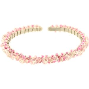 Behave Klem armband met roze kraaltjes 20 cm