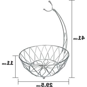 Bananenhouder grape fruitmand - DongJiang Roselife metalen fruitmand vouwmand bananenstandaard - fruitopslag zilveren kom (zilver)