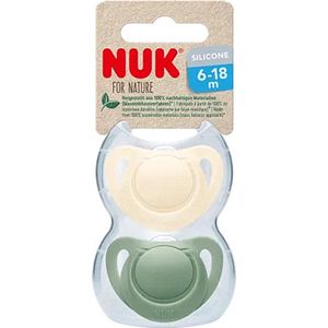 NUK | For Nature | Siliconen fopspenen | Gemaakt van natuurlijke grondstoffen | crème- groen | set van 2 | 0-6 maanden