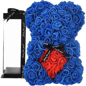 Rozenbeer, Rose Teddy Rose - Rozenbeer voor altijd kunstbloemen vrouwen, cadeaus voor vriendin, cadeaus voor haar, verjaardagscadeau (Royal Blue)