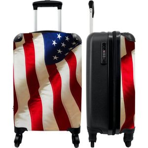 NoBoringSuitcases.com - Koffer - Amerikaanse vlag - Past binnen 55x40x20 cm en 55x35x25 cm - Trolley handbagage - Valiezen met wieltjes volwassenen - Reiskoffer op wielen - Rolkoffer lichtgewicht - MuchoWow