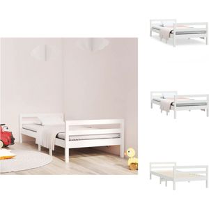 vidaXL Bedframe - Massief Grenenhout - Wit - 195.5 x 95.5 x 52.5 cm - Geschikt voor 90 x 190 cm matras - Bed