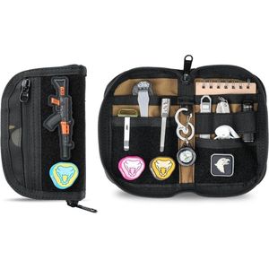 VE21 EDC-etui - Kleine EDC-tasorganizer met 6 compartimenten - Multitoolzak-organizertas - Klittenband - Nylon gereedschapstas - Zwarte Camouflage