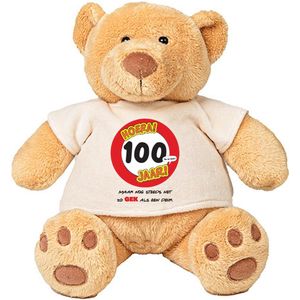 100 Jaar maar nog steeds zo gek als een deur Pluche Beer - Jarig - Verjaardag - 30e - knuffel