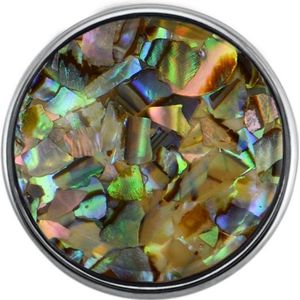 Quiges - Drukknoop 18mm Parelmoer Schelp Vlokken Mix Beige- EBCM062