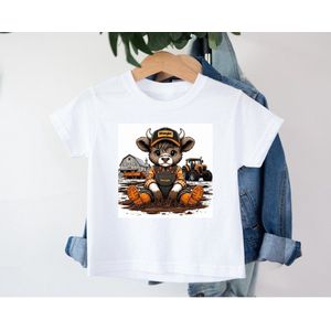 Kinder T-shirt met vrolijke print -boeren - tractor- wrangler -koeien -dieren - boy -girl - cow 2