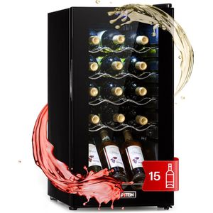 Klarstein Shiraz 15 Slim Uno Wijnkoelkast - 44 Liter - Touch bedieningspaneel - 5-18°C - Zwart
