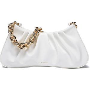 JOLLQUE Shoulder Bag for Women, Small Leather Dumplings Bags Handbag Purse, Gold Chain Evening Clutch Purses