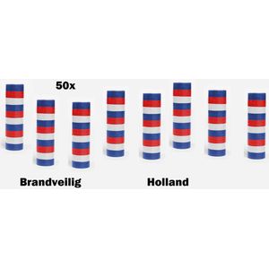 50x Papier rollen serpentines rood/wit/blauw - BRANDVEILIG - Koningsdag Holland festival optocht feest party serpentine