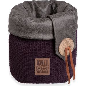 Knit Factory Lynn Gebreide Mand - Opbergmand - Plantenmand - Aubergine - 35 cm