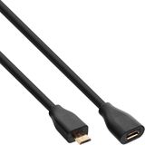 Premium USB Micro B naar USB Micro B verlengkabel - USB2.0 - tot 2A / zwart - 2 meter