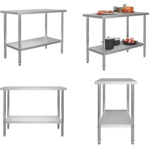 vidaXL Keukenwerktafel 120x60x85 cm roestvrij staal - Werktafel - Werktafels - Keukenwerktafel - Keukenwerktafels