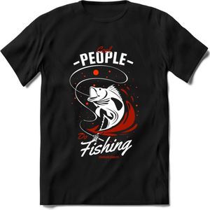 Cool People Do Fishing - Vissen T-Shirt | Rood | Grappig Verjaardag Vis Hobby Cadeau Shirt | Dames - Heren - Unisex | Tshirt Hengelsport Kleding Kado - Zwart - XL