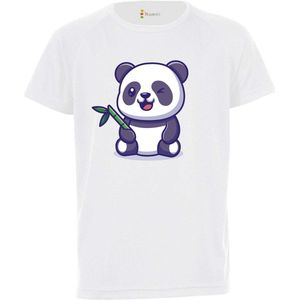 Kinder sportshirt / Panda 2 / Sportshirt wit / XL