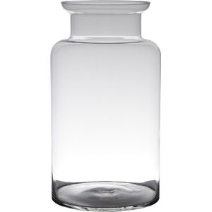Transparante luxe grote stijlvolle melkbus vaas/vazen van glas 45 x 25 cm - Bloemen/boeketten vaas voor binnen gebruik