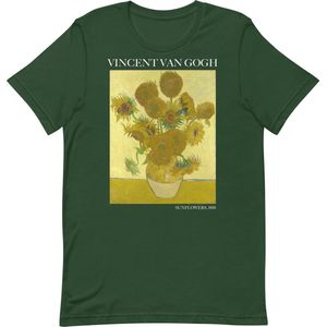 Vincent van Gogh 'Zonnebloemen' (""Sunflowers"") Beroemd Schilderij T-Shirt | Unisex Klassiek Kunst T-shirt | Forest | 2XL