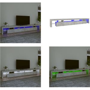vidaXL Tv-meubel met LED-verlichting 290x36-5x40 cm betongrijs - Tv-kast - Tv-kasten - Tv-meubel - Tv-meubel Met LED-verlichting