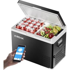 KROAK Elektrische Compressor Koelbox - 30L - met Bluetooth - DC 12V/24V & AC 240V - Temperatuurregeling -20°C tot 20°C