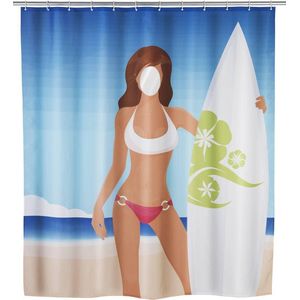 Wenko douchegordijn | Surfing Girl | 180 x 200 cm | Textiel |incl ringen |anti-schimmel