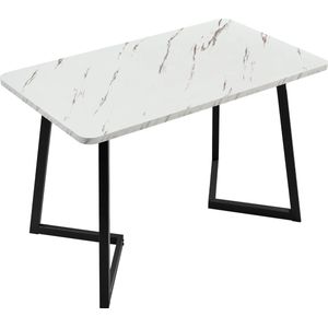 UnityMarketplace® - Rechthoekige Eettafel - Metalen Poten - Modern Marmer Patroon - 117x68cm