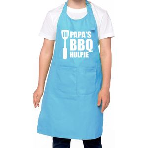 Papa s BBQ hulpje Barbecue schort kinderen/ bbq keukenschort kind blauw voor jongens en meisjes