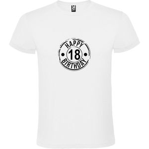 Wit T-Shirt met “ Happy Birthday 18 “ print  Zwart Size XXL