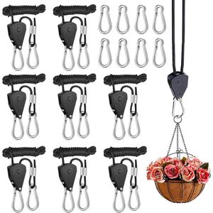 Verstelbare Rateltouw Hangers voor Binnenplanten en Verlichting, Set van 8, 2 m, 1/8 Inch