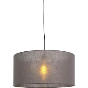 QAZQA combi - Moderne Hanglamp met kap - 1 lichts - Ø 500 mm - Donkergrijs - Woonkamer | Slaapkamer | Keuken