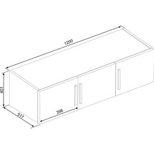 Opzetkast voor kledingkast Ramos 3 deuren - wit
