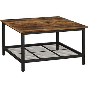 Rootz Salontafel Industrieel - Vintage Tafel - Salontafels Hout - Industrieel - Bruin/Zwart - 80 x 80 x 45 cm