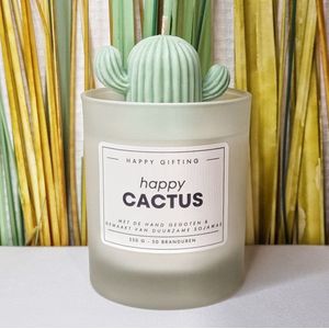 Happy Cactus geurkaars - Kaneel geur - 250 gram - 50 branduren - 8 x 9 cm - Cinnamon - Geurkaars - Kaars - Soja was - Soy wax – Handgemaakt – Cadeau – Geschenk – Duurzaam