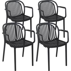 Oviala - Set van 4 zwarte kunststof fauteuils