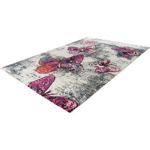 Lalee Freestyle vloerkleed- artistiek karpet- kleurrijk- hip en trendy- love peace dessin- grafeti- ps5- kunst- vlinder tapijt- 200x290 cm multi kleuren grijs groen pink picasso