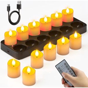 LED Waxinelichtjes - Kerst LED Oplaadbare kaarsen - timer elektrische kaarsen - thuis kamer tafel