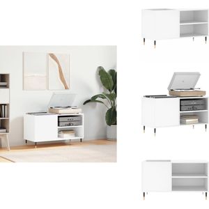 vidaXL Platenkast - Platenkasten - Platenspeler Kast - Elpee Opbergkast - Platenkast 85x38x48 cm bewerkt hout wit