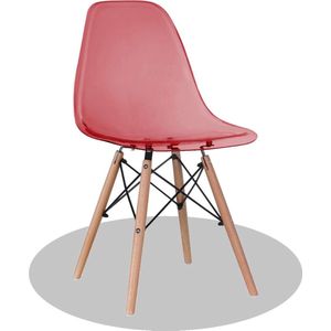 NDECO - Set van 4 - Transparant Rood - Stoel - Design Stoel