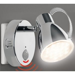 Trango 2635-018 LED-sensor nachtlampje *MILO* met bewegingssensor & automatische functie in chroom Veiligheidslicht direct 230V, fittinglamp, wandlamp, oriëntatielicht, lamp
