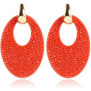 Ovale Dames Oorbellen Cilla Jewels Rood Goudkleurig 5.5 X 3.2cm