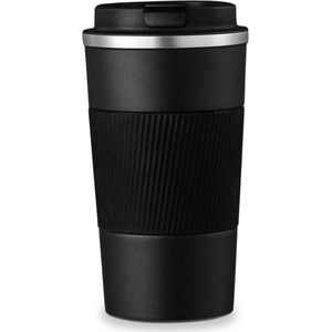 Koffiebeker To Go - Thermosbeker - Travel Mug - Theebeker - Roestvrij Staal - RVS - Zwart - 380 ml