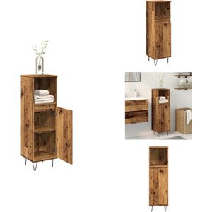 vidaXL Badkamerkast - Badkamerkasten - Kast - Opbergkast Voor Badkamer - Badkamerkast 30x30x100 cm bewerkt hout oud houtkleurig