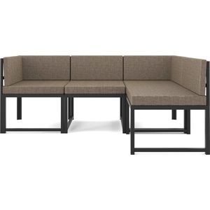 Istanbul Brown Hoekbank - Modern Design - Tuinmeubelen - 4 Personen - Metaal - Bruin en Zwart - 185x120x73 cm