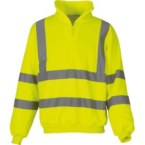 Sweatshirt Unisex 3XL 1/4-ritskraag Lange mouw Hi Vis Yellow 100% Polyester