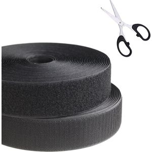Klittenband Zelfklevend 25 meter - Klittenband zelfklevend Zwart - Klittenband - Zelfklevend Klittenband - Klittenband Rol - Klittenband met schaar
