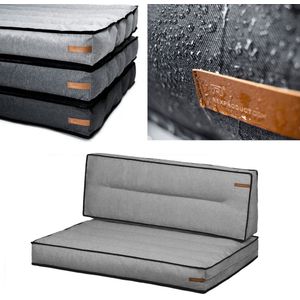 Rexproduct Bergamo WATERBESTENDIG Palletkussen Set – Palletbank – Palletkussen 120x80 – Loungeset tuinmeubels – Tuinkussens – Tuinbank kussen – Loungesets - Licht grijs