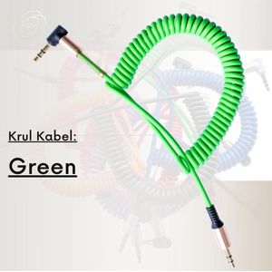 GoodvibeZ CurlZ | Groen | Stereo Audio Jack KabelS 3.5 mm - AUX Kabel Gold Plated - Male to Male - Zwart - 0,8 meter | Mobiel / Stereo / MP3 Speler / TV /