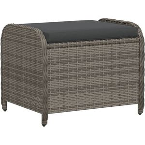 vidaXL - Tuinkruk - met - kussen - 58x46x46 - cm - poly - rattan - grijs