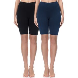 Be Mammy MS-MS10-200-LE-2P 2Pack Dames Zwangerschapsleggings Leggings - Sport - Vrijetijdsbroek - Kort - Katoen - Sporbroek – Yogabroek - Zwart/Marineblauw - XL