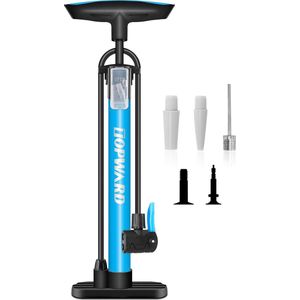 Fietspomp voor alle ventielen, staande pomp, mini-pomp voor racefiets, mountainbike, e-bike, luchtpomp voor Frans ventiel, autoventiel, DV, balpomp, 11 bar / 160 psi maximale druk